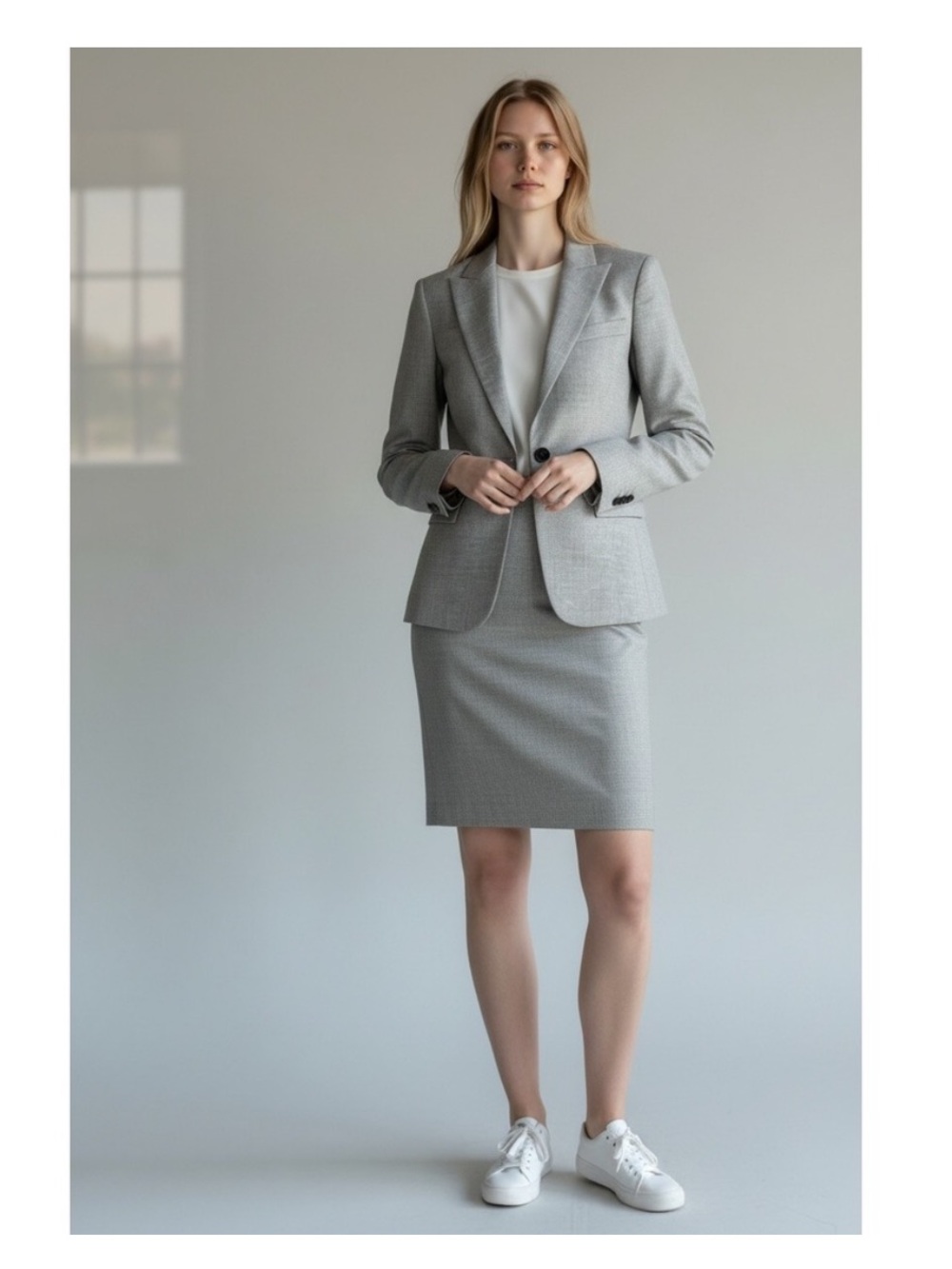 Hugo Boss Light Gray Tailored Suits (Jacket & Skirt)